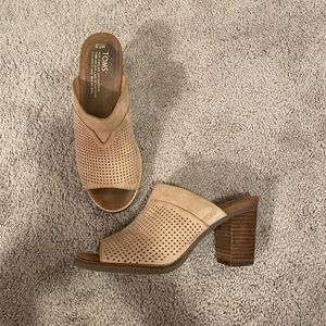 Toms Majorca Nude Suede Sandal Block Heels
